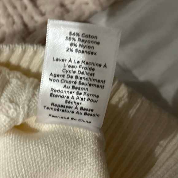 Talbots Pointelle Cream V-Neck Sweater with Pink Trim - Picture 8 of 11